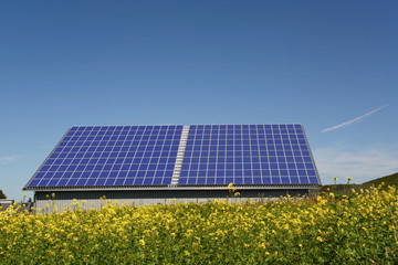 Roof area with solar moduls