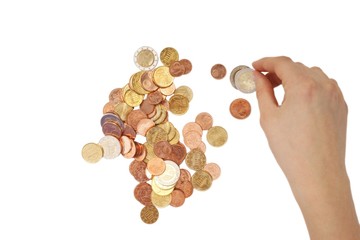 euro money coins on white