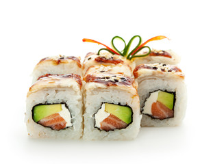 Salmon and Smoked Eel Maki Sushi