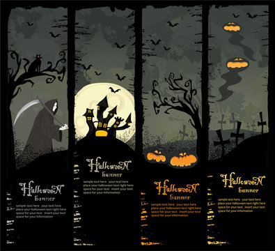 Four Halloween banners