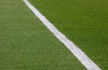 White stripe on the green soccer field