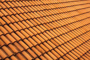 A red tile roof with repeating patterns