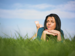 Young woman relaxing in park