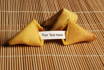 asiatic fortune cookie on bamboo mat
