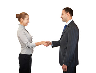 Fototapeta premium Handshake man and women.