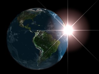 sunrise on the earth planet