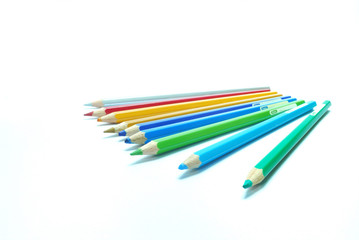 colorful pencils on a white isolated.