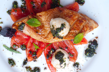 tomato with sauce from  basil.