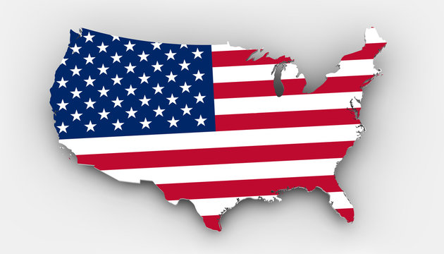 USA Flagge auf Landkarte