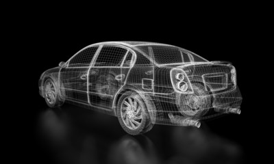 Naklejka premium Wireframe Car