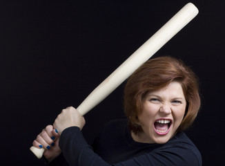 Angry woman with beseball