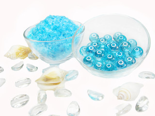 spa bathing sea salt and shells