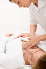 Fototapeta na wymiar Male cosmetics - massage at spa