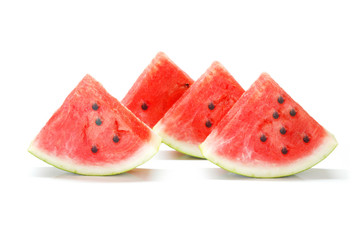 Watermelon pieces isolated on white background