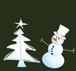 vector snowman card for christmas