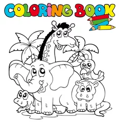 Papier Peint photo Pour enfants Livre de coloriage avec des animaux mignons 1