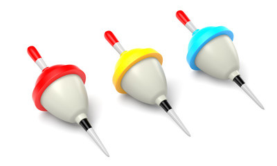 Color fishing floats isolated on white background © Andrey Kudrin