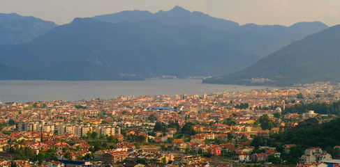 View of the city Marmaris. Mountains and sea. Turkey