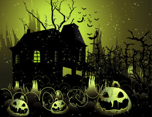 halloween cemetery vector illustration