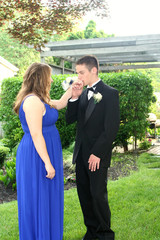 Teen Boy Kissing Prom Date's Hand