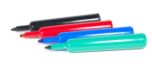 colourful pens isolated on white background