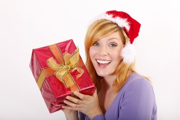 beautiful young woman with a present