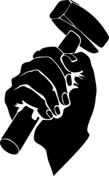 hard workers' symbol - hand holding hammer