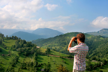 Man with binoculars