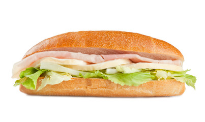 Panino con prosciutto cotto, provola affumicata e insalata
