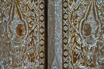 Detail of art on door at temple in Thailand. THIS IMAGE IS PUBLI