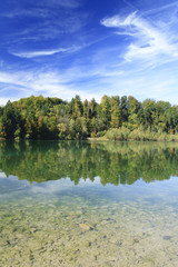 green lake in autumn