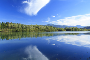 blue lake in autumn