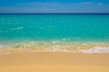 beach, sea and deep blue sky