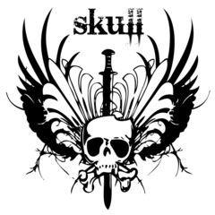 vector illustration tattoo skull (black)