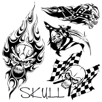 vector illustration tattoo skull (black)