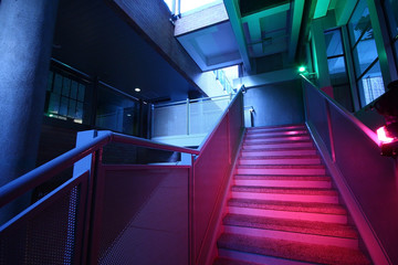 Stairs with colorful lighting
