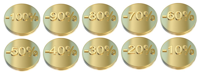 Golden percentage icons - Business, success concept