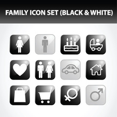 Family Icon Set (Black & White)