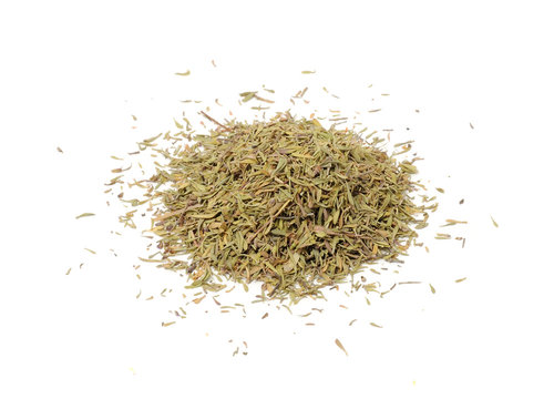 Pile of Dried Thyme Isolated on White Background