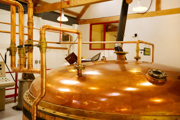 interior of whisky distillery, Cape Breton, Nova Scotia
