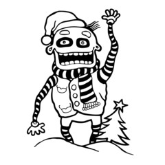 funny boy and xmas tree