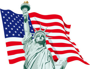 statue of liberty - flag