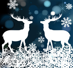 Deer Christmas vector background