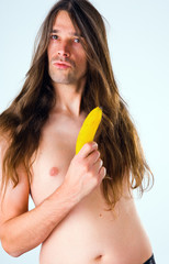 wild man with banana- gun