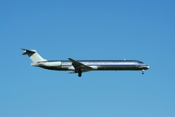 Passenger jet plane landing