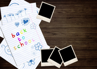 Back to school papers and blank photos