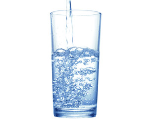 Water splash in glass isolated on white