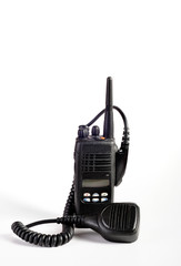 Black compact professional portable radio set.