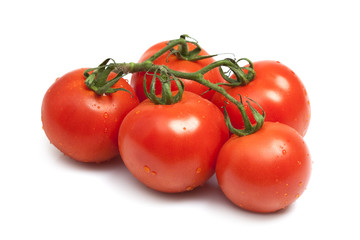 Bunch of tomatoes isolated on white
