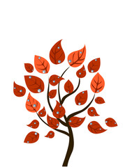 vector autumn background with tree